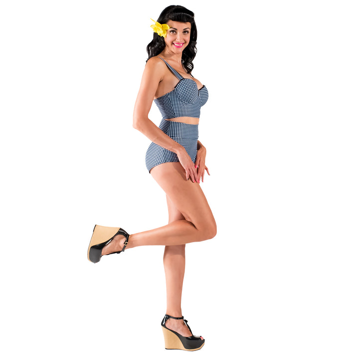 Go Go Gidget! Gingham Underwire Bustier Bikini Top - McLaineO