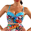 Ka-Pow!! Underwire Bustier Bikini Top - Comic Book Print - McLaineO