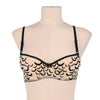 Bat Underwire Bra - Sheer Nude Mesh with Black Velvet Applique