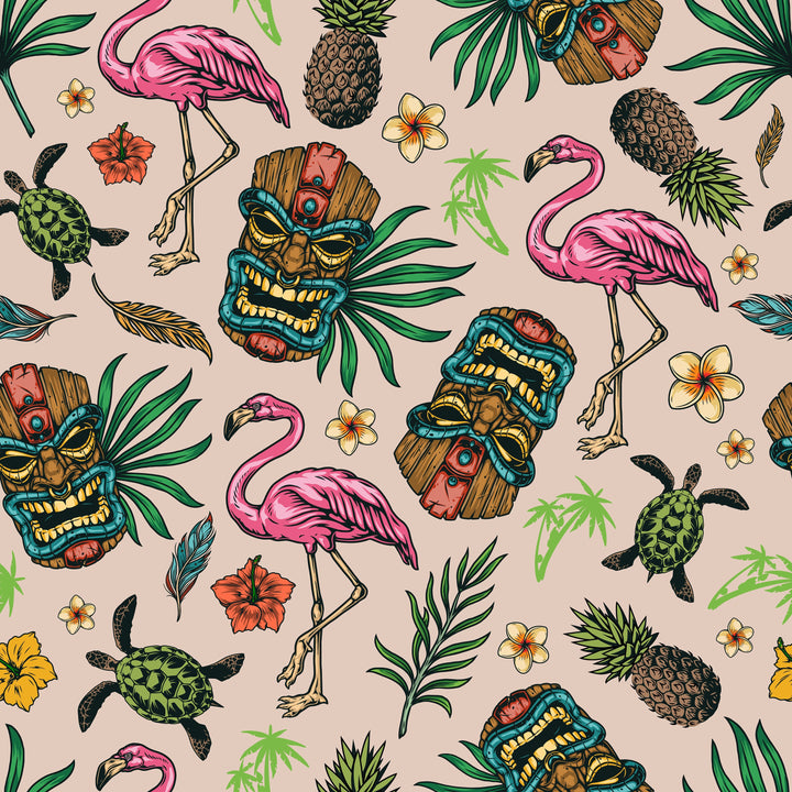 Super High Cut Leg High Waist BikiniPolynesian Flamingo Print
