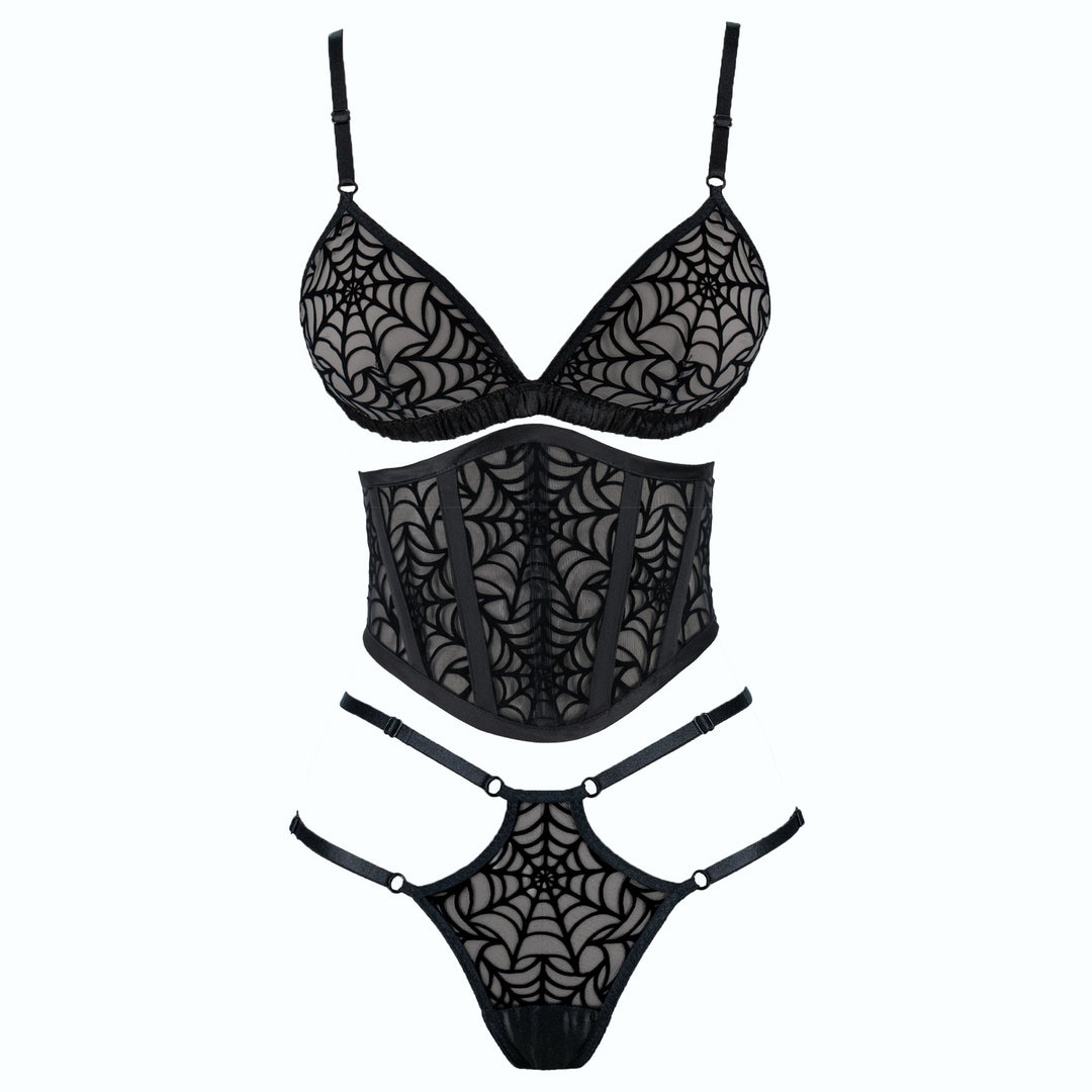 Black Spiderweb Underbust Corset
