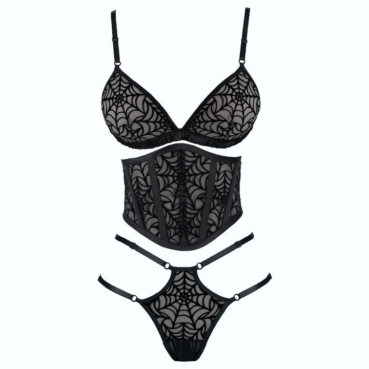Black Spiderweb Underbust Corset