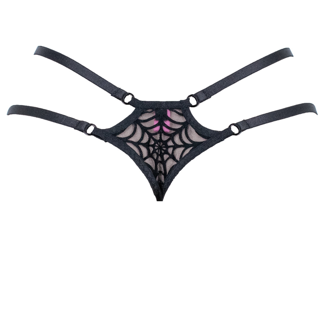 Black Spiderweb Strappy Thong