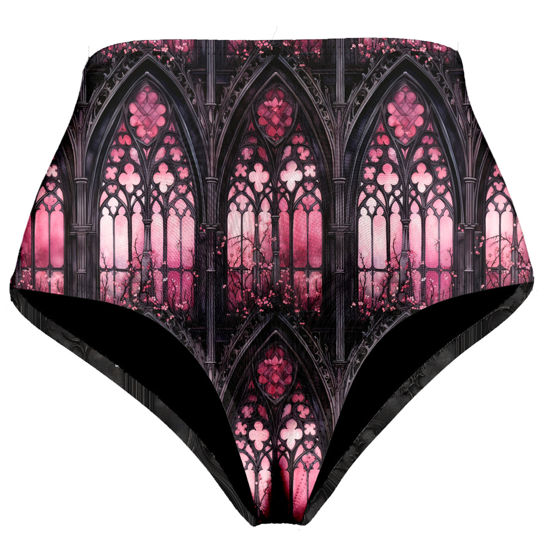 Pink Stained Glass High Waist Cheeky Bikini Bottom