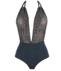 Spiderweb Plunge Neckline One Piece Swimsuit - McLaineO