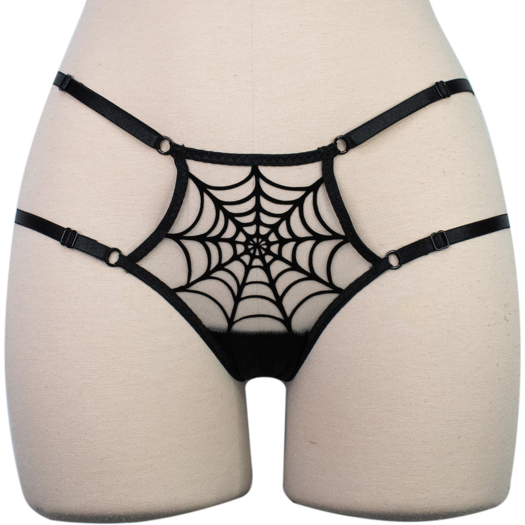 Black Spiderweb Strappy Thong