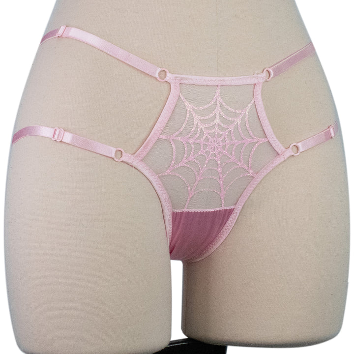 Glitter pink cheeky spiderweb strappy panty