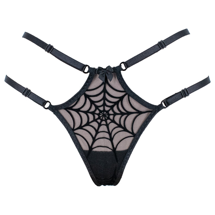 Black Spiderweb Strappy Thong