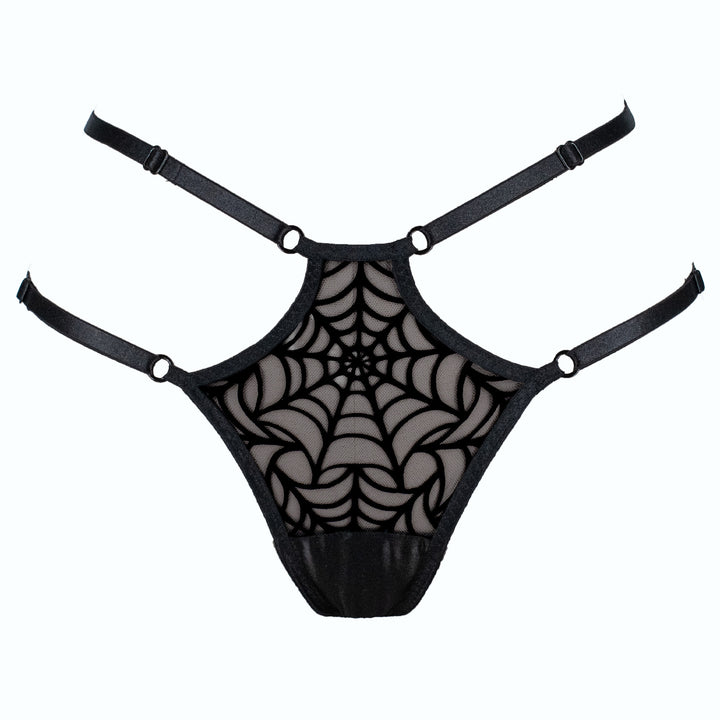 LUX ALL BLACK Spiderweb Strappy Thong