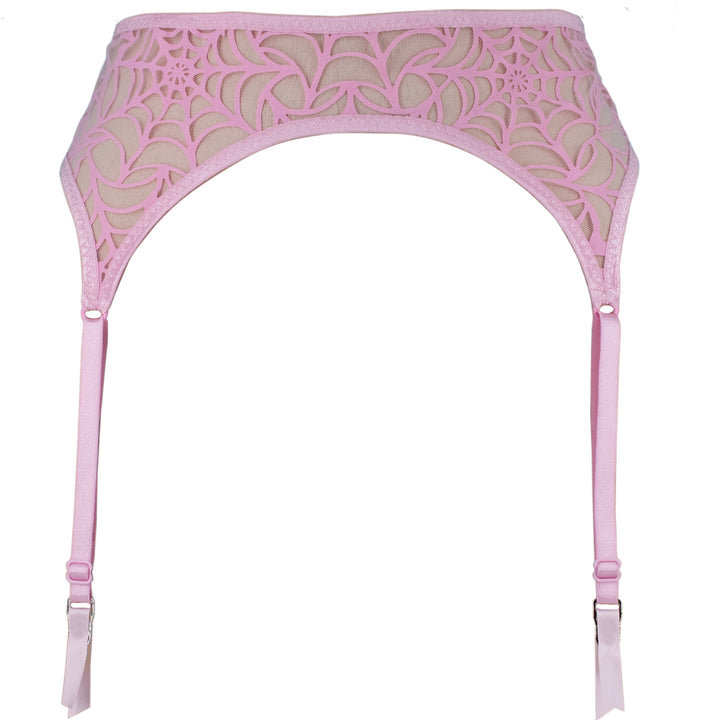 LUX Pink Spiderweb Garter Belt