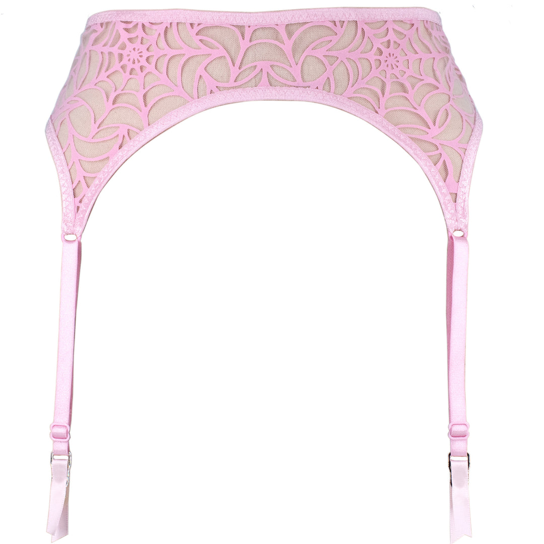 LUXE Pink Spiderweb Garter Belt - McLaineO