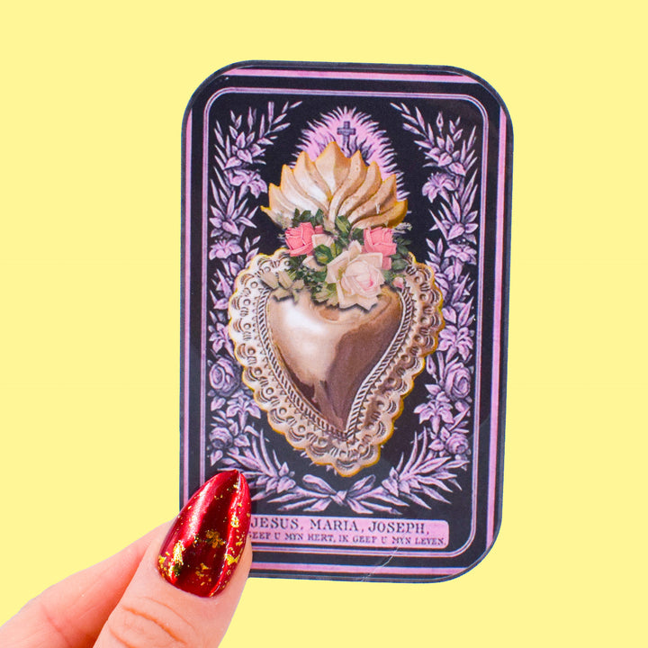 Gold and purple Sacred Heart - Vinyl Sticker