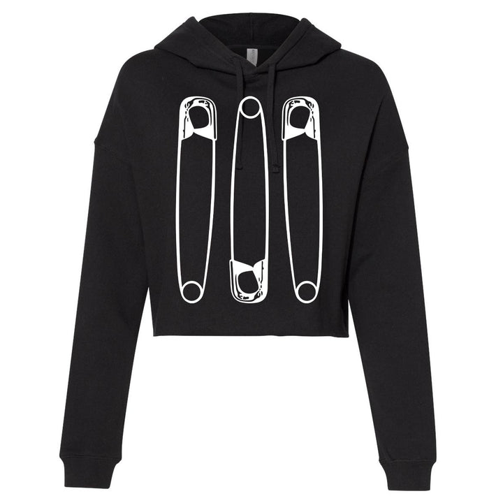 Giant Safety Pins -  Cropped  Hooded Sweatshirt