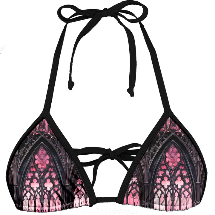 Pink Stained Glass Triangle Bikini Top