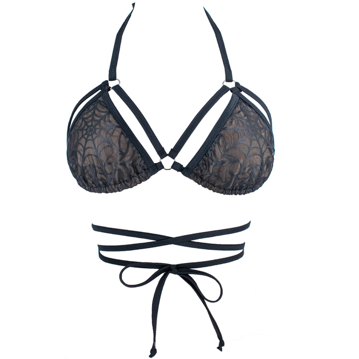 Spiderweb Strappy Triangle Bikini Top