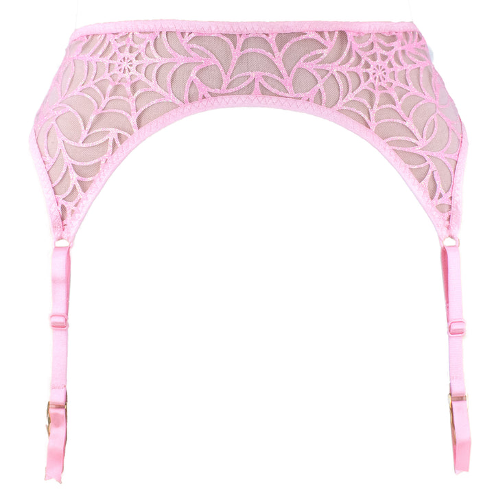 Glitter Pink Spiderweb Garter Belt