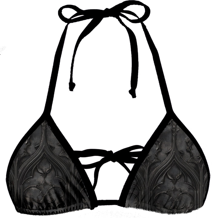 Black Gothic Cathedral Triangle Bikini Top - McLaineO