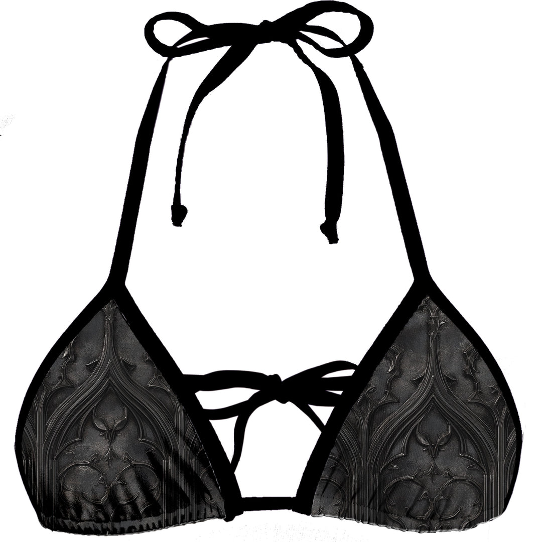Black Gothic Cathedral Triangle Bikini Top - McLaineO