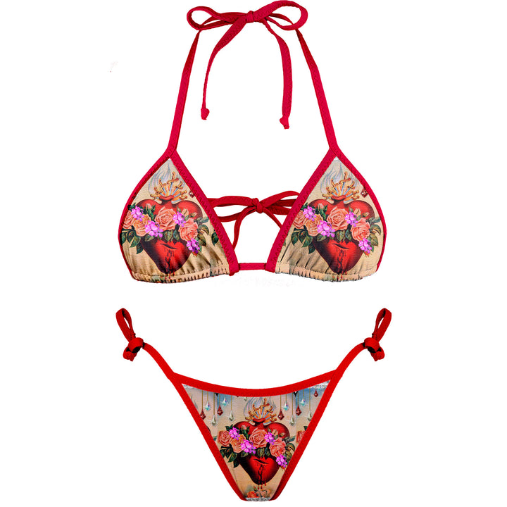 Sacred Heart Triangle Bikini Top