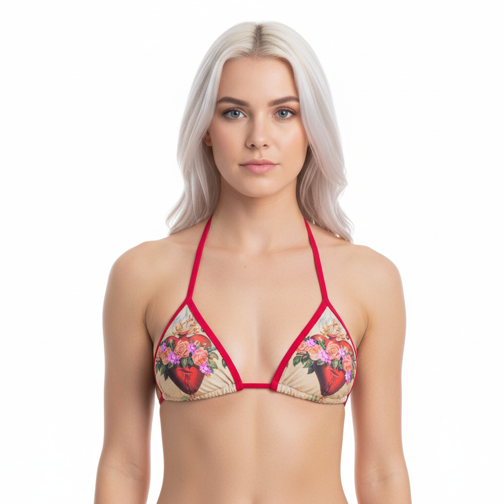 Sacred Heart Triangle Bikini Top