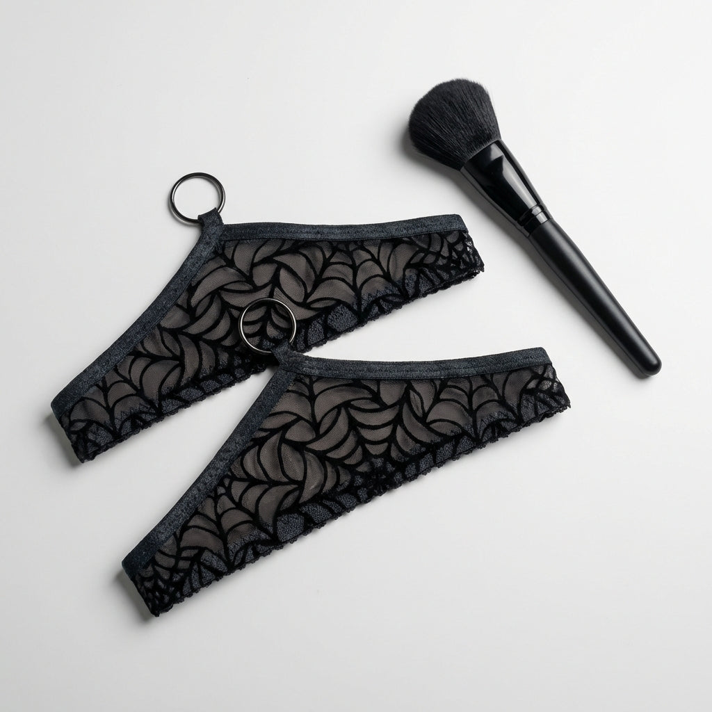 Black Spiderweb Thigh Garters