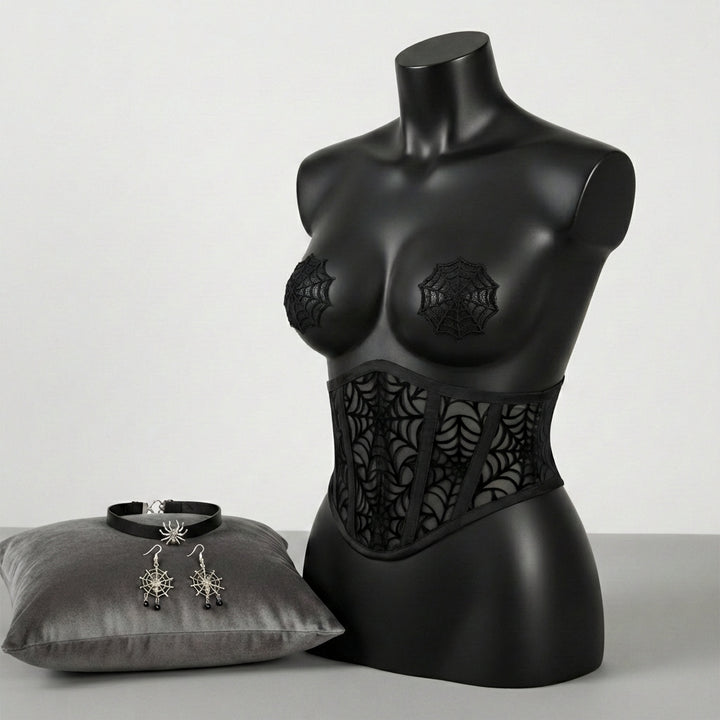 Black Spiderweb Underbust Corset