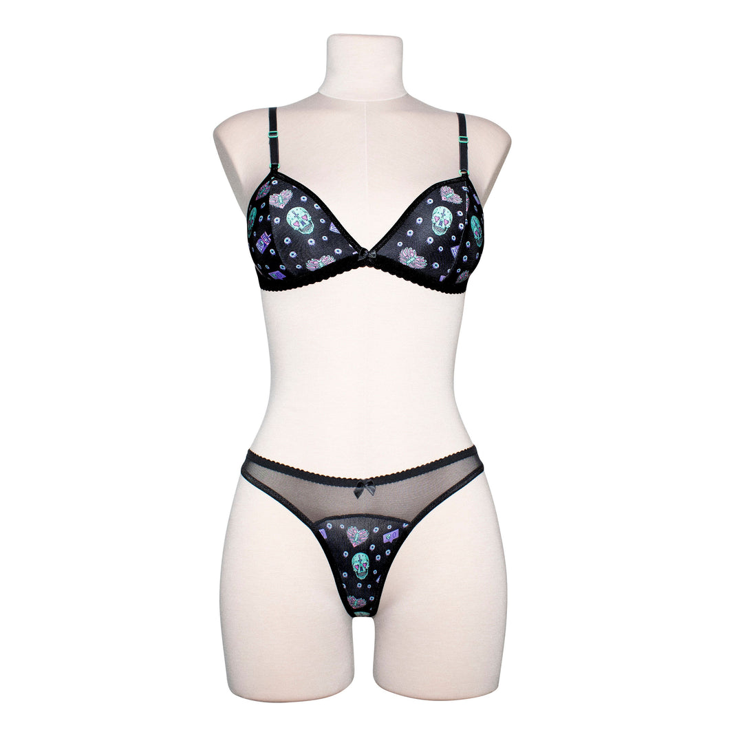 Gothic Green Skull Mesh Thong