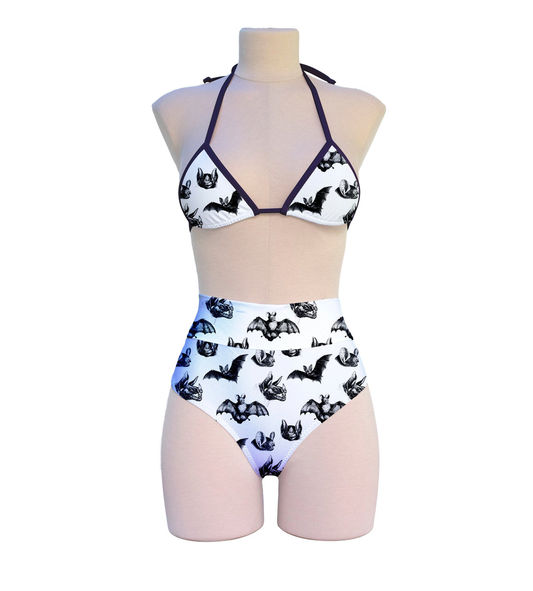 Bats Cheeky High Waist  Bikini Bottom and Triangle Top