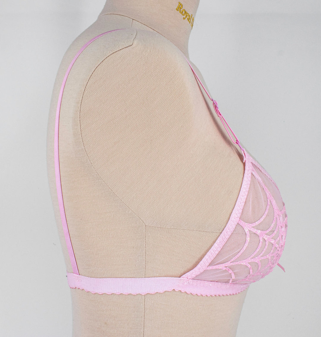 Glitter Pink Spiderweb Bralette